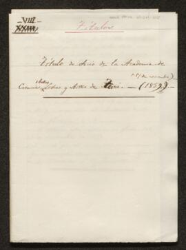 VIII. Títol de soci de l'Acadèmia de Ciències, Lletres i Belles arts de Terni (1859) (sig: 279/8)