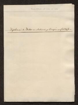 Diploma de Batxiller en Medicina i Cirurgia (sig: 243/5-04) (1831)