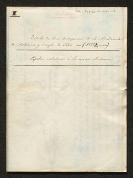 I. Acadèmia de Medicina i Cirurgia de Cadis (1833-1840) (sig: 281/1)