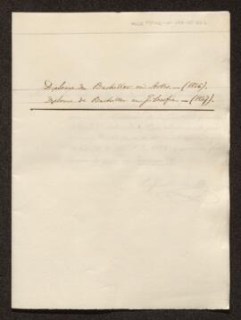 Diploma de Bachiller en Artes - Diploma de Bachiller en Filosofía (sig: 243/5-01) (1826-1847)