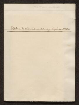 Diploma de Batxiller en Medicina i Cirugia (sig: 243/5-03) (1831)