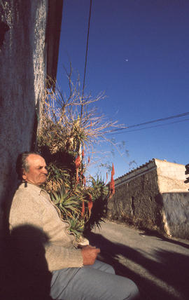 Home major assegut en un carrer