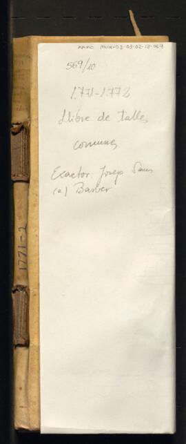Llibre de talles comunes. Clavari: Josep Sans, barber 1771-1772 (SIG 569/10)