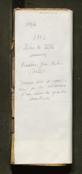 Llibre de talles comunes. Clavari: Joan Antoni Mulet 1796 (SIG 570/11)
