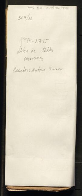 Llibre de talles comunes. Clavari: Antoni Ferrer 1774-1775 (SIG 569/12)