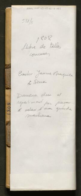 Llibre de talles comunes. Clavari: Jaume Mesquida i Serra 1808 (SIG 571/5)
