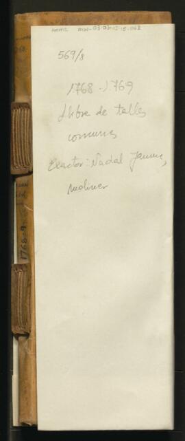 Llibre de talles comunes. Clavari: Nadal Jaume, moliner  1768-1769 (SIG 569/8)