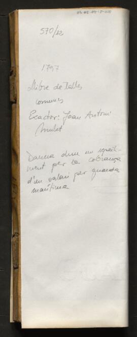 Llibre de talles comunes. Clavari: Joan Antoni Mulet 1797 (SIG 570/12)